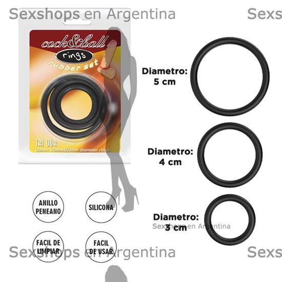 kit x3 Anillos de goma para pene